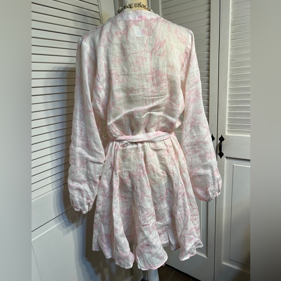 120 % Lino Pink and White Button-Up Dress - Picture 2 of 6